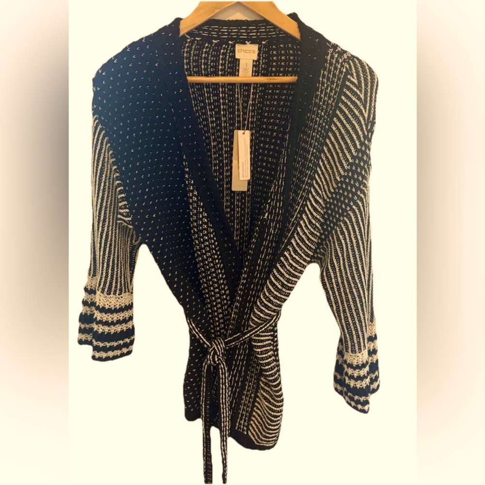 NWT-Chico's Women's Wrap‎ Around Sweater Sz 1 - Picture 2 of 6